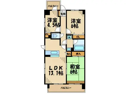 フォレストパーク相模原(3LDK/3階)の間取り写真