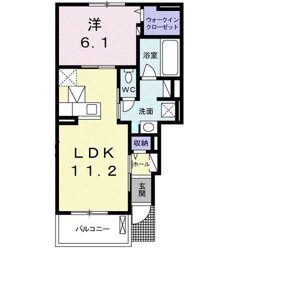 モンテルシールIIB(1LDK/1階)の間取り写真