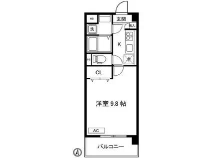 ハイツ イチエ(1DK/2階)の間取り写真