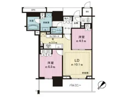 ブランズタワー豊洲(2LDK/6階)の間取り写真