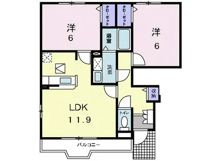 さくらIII(2LDK/1階)の間取り写真