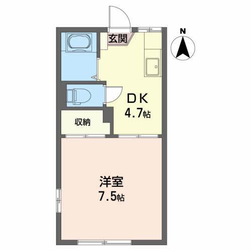 エステート城西(1DK/1階)の間取り写真