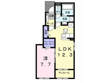 グラスロードII A(1LDK/1階)の間取り写真