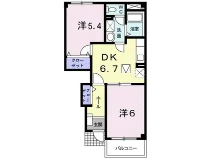 エトワール・バーグA(2DK/1階)の間取り写真