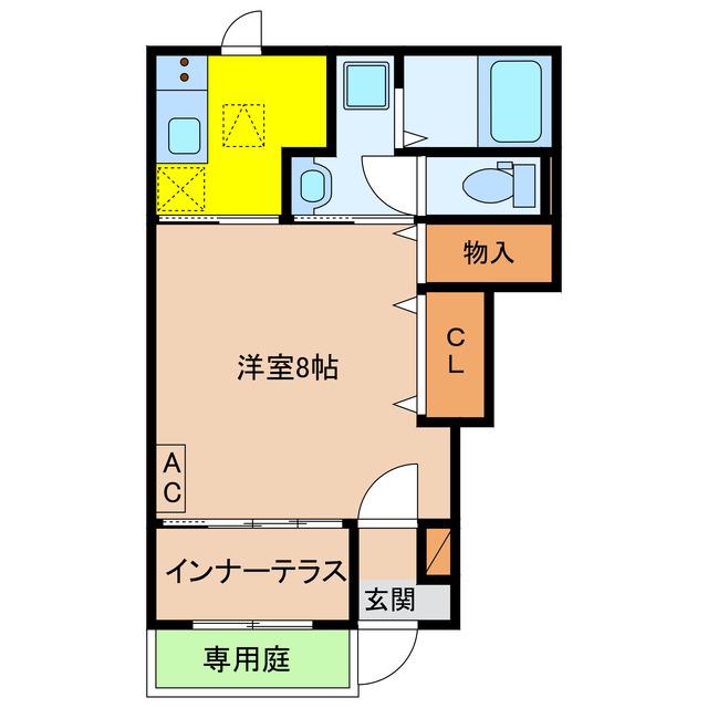 LIEN・K(1K/1階)の間取り写真
