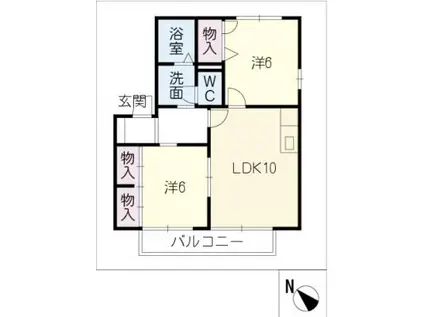 エクセルK A棟(2LDK/2階)の間取り写真