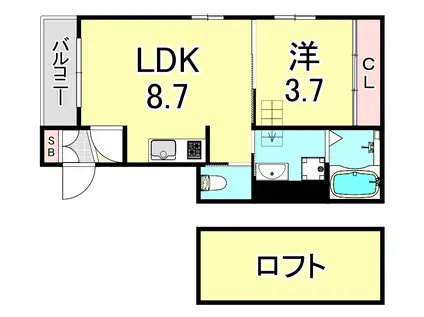 グランドエステート御幣島(1LDK/3階)の間取り写真