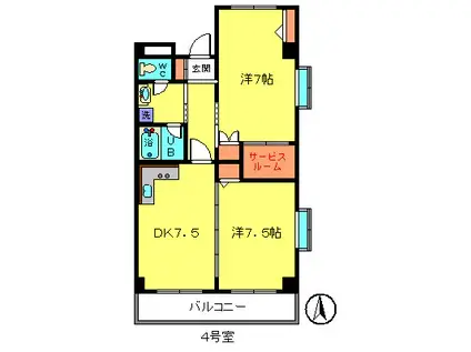 第8カネ長マンション(2SDK/2階)の間取り写真