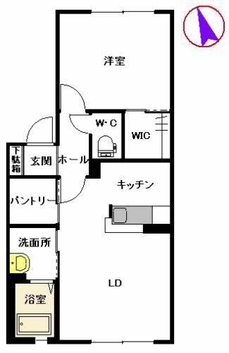 リバーサイド城西  B棟(1LDK/1階)の間取り写真