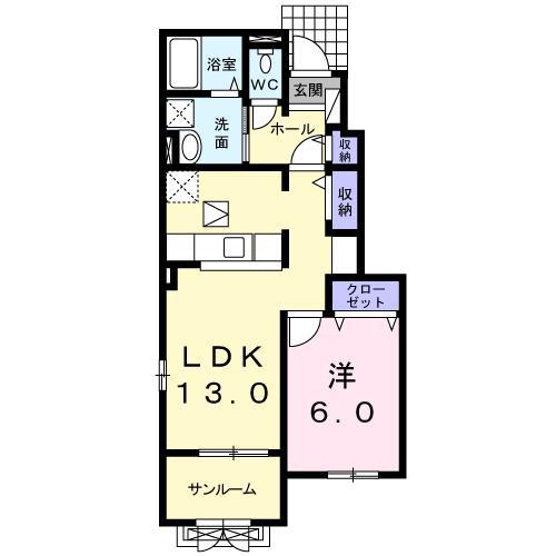 フィオーレ(1LDK/1階)の間取り写真