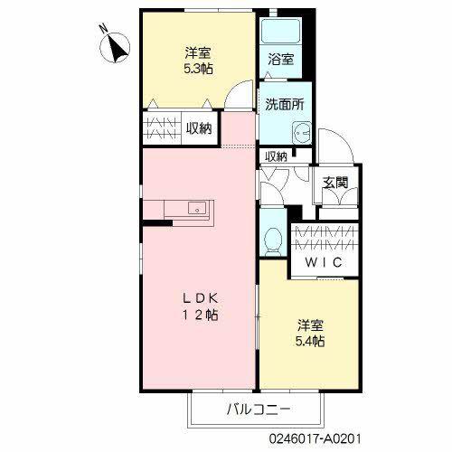 スカイパーク横尾  A棟(2LDK/2階)の間取り写真
