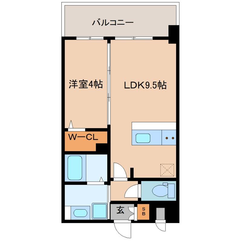 S-RESIDENCE東三国AMANTE(1LDK/8階)の間取り写真