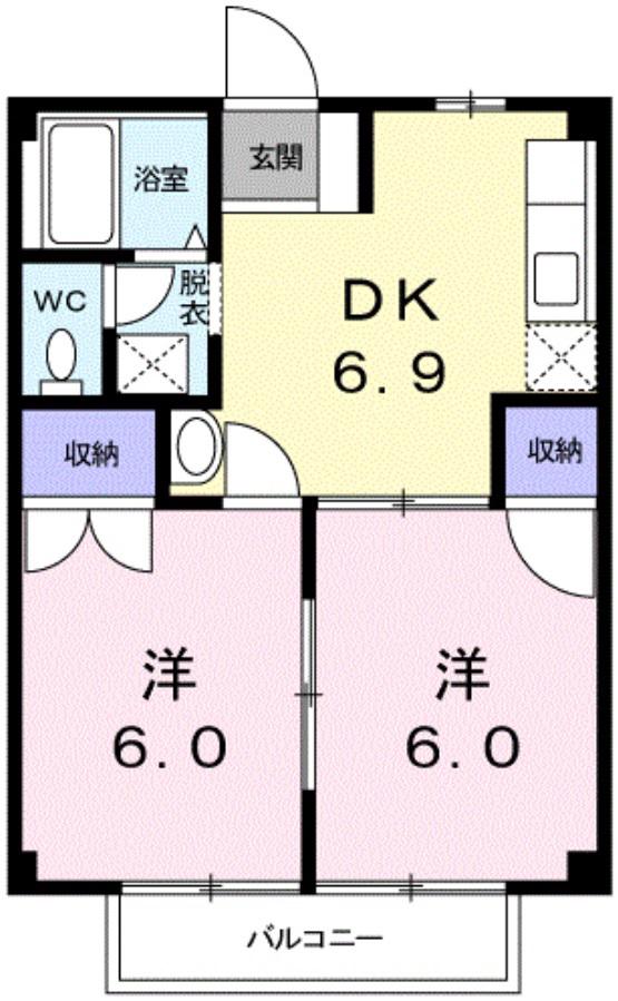 ベルメゾンTBB(2DK/1階)の間取り写真