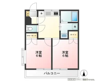 梅丘ルナ(2K/1階)の間取り写真