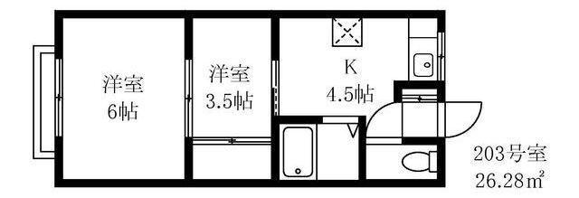 行徳・石田マンション(2K/2階)の間取り写真