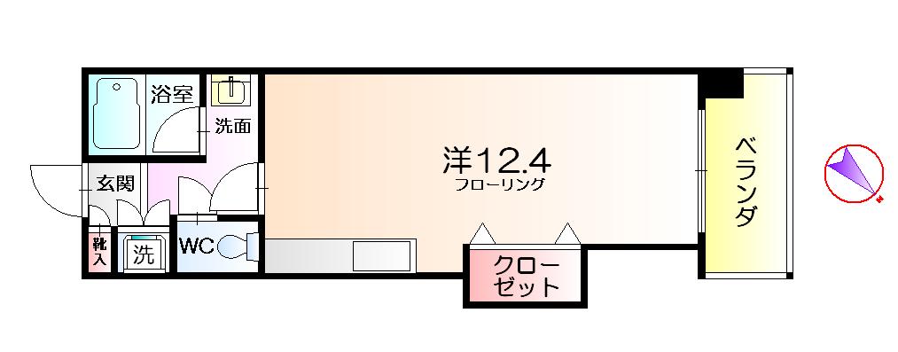 ワイズアーク三国ヶ丘(1K/2階)の間取り写真