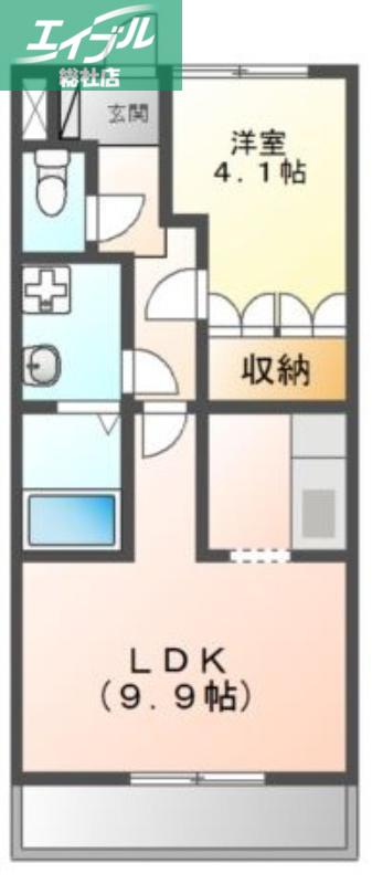 マーヴェラスパレス3(1LDK/1階)の間取り写真