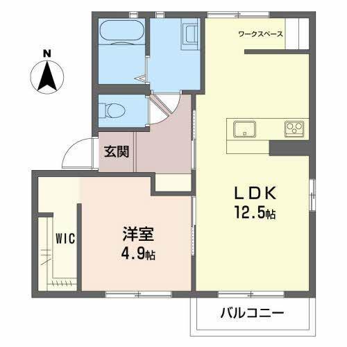 タウン・プレミールD(1LDK/1階)の間取り写真
