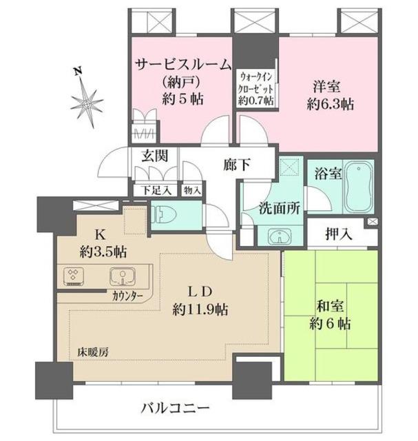 ソルクレスト川口(2SLDK/5階)の間取り写真