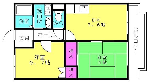 エクレール(2DK/3階)の間取り写真