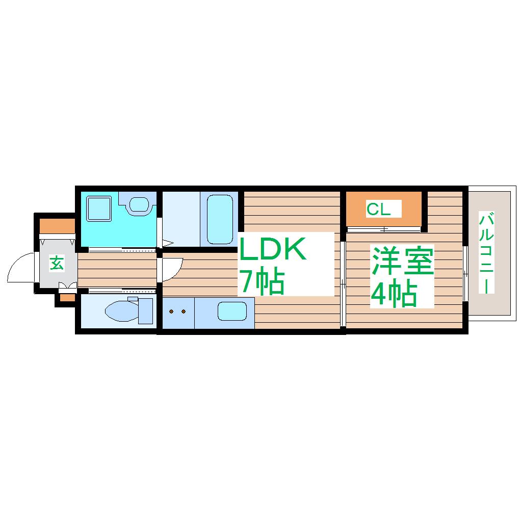 シェルグランデ六丁の目(1LDK/13階)の間取り写真
