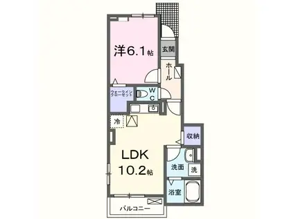 ポンテリブロK・I(1LDK/1階)の間取り写真