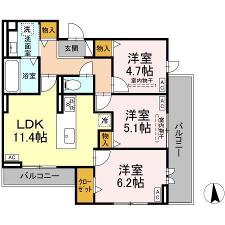 デュープレイス(3LDK/2階)の間取り写真
