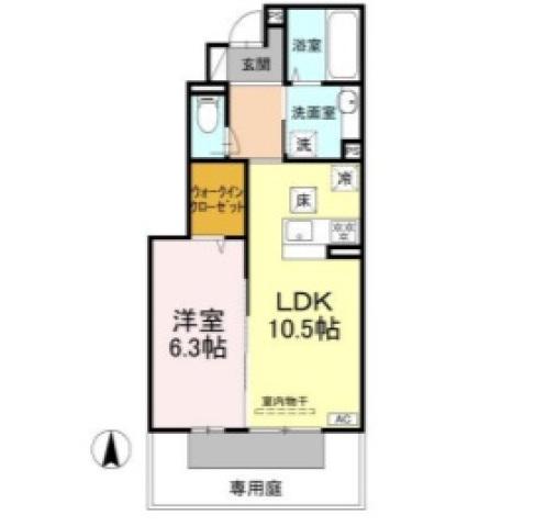 ウィット高岡(1LDK/1階)の間取り写真