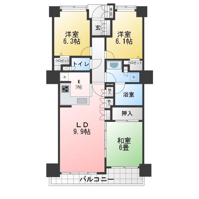 ビューネタワー平井(3LDK/20階)の間取り写真