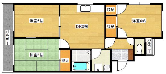 コーポ川本(3DK/2階)の間取り写真