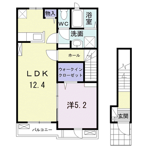 グレイスヒルズ VI(1LDK/2階)の間取り写真