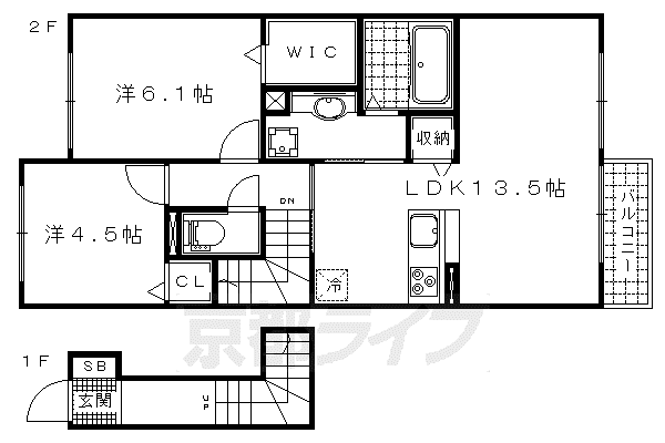 セジュール623 II(2LDK/2階)の間取り写真