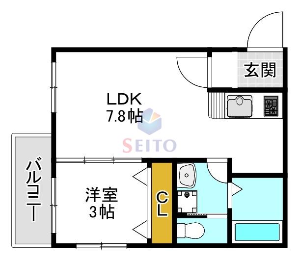 プリヴェ江坂(1LDK/3階)の間取り写真