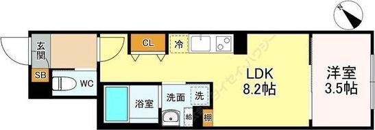 LUORE黒川イースト(1LDK/4階)の間取り写真