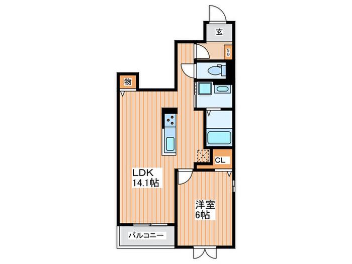 ラ カーサ クラーダ(1LDK/1階)の間取り写真