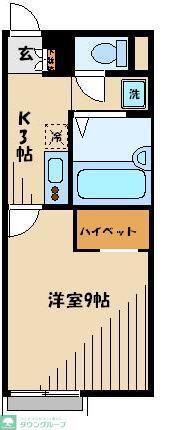 レオパレスあおば(1K/1階)の間取り写真