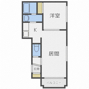 グランメール麻生(1LDK/1階)の間取り写真