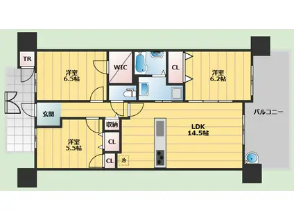 グランファースト千里桃山台6号棟(3LDK/4階)の間取り写真