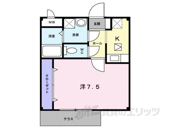 アルブルヴィラージュⅠ(1K/1階)の間取り写真