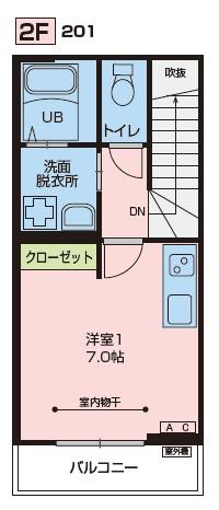 ドルトワールRAY(1K/2階)の間取り写真
