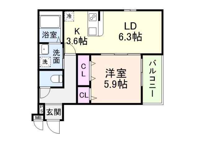 グランシールIII番館(1LDK/1階)の間取り写真