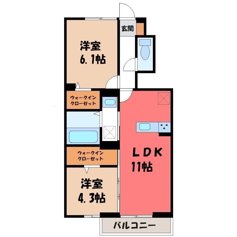 ベストオーシャン E(2LDK/1階)の間取り写真
