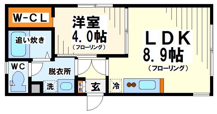 プラシード砧(1LDK/2階)の間取り写真