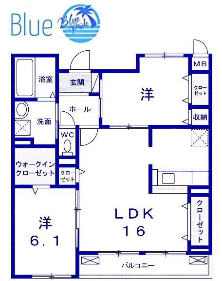 セキュリティアパ一トメント I棟(2LDK/2階)の間取り写真