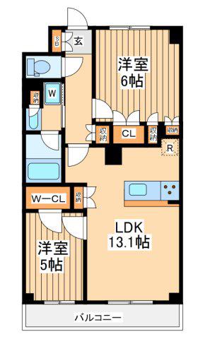 パレステージ相模大野テラス(2LDK/4階)の間取り写真