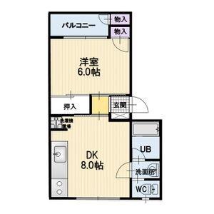 パールハイツA(1DK/1階)の間取り写真