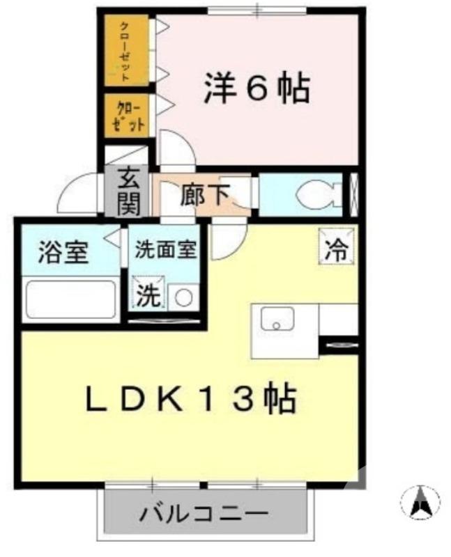 ルミエール(1LDK/2階)の間取り写真