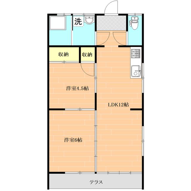 志柿ハイツ(2LDK/1階)の間取り写真