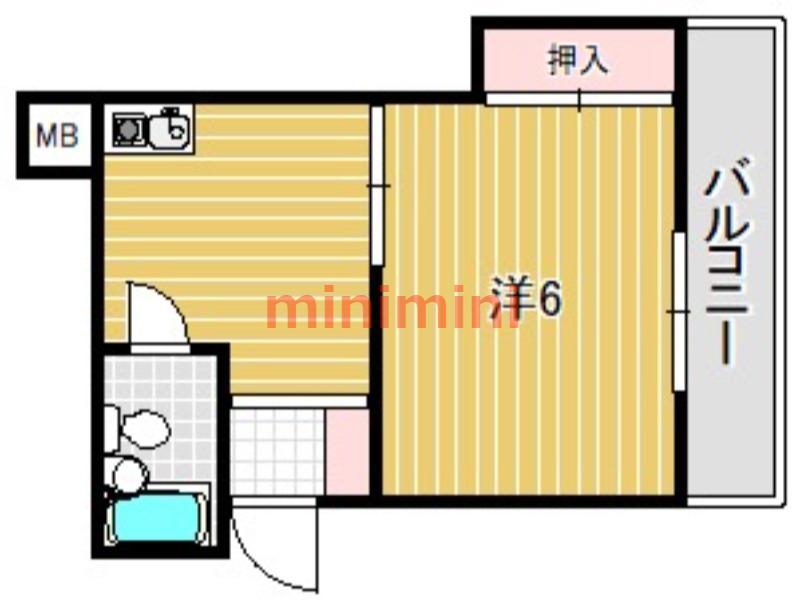 ラインハイム(1K/2階)の間取り写真
