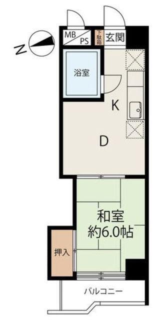 ニューライフ大森(1DK/6階)の間取り写真